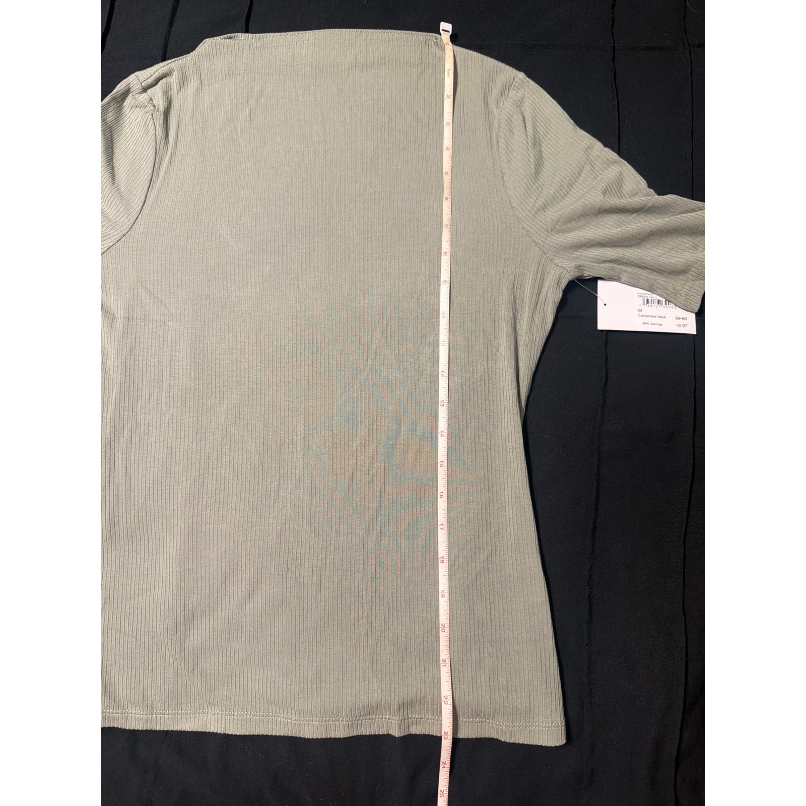 Nordstrom Rack Sage Green Ribbed Knit Boat Neck Short Sleeve Top Nwt Womens Xl — image 6 of 6